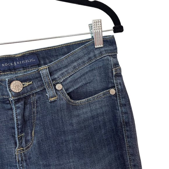 Rock and Republic Berlin Dark Wash Denim Skinny Mid-Rise Jeans Stretch Womens 8M - Picture 7 of 12